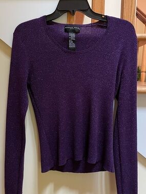 August Silk Deep Purple Shimmer Long-Sleeve Top
